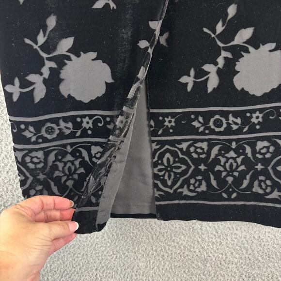 VTG Talbots Maxi Skirt 8 Silk Velvet Burnout Floral Whimsygoth Feminine Cocktail - Picture 5 of 10